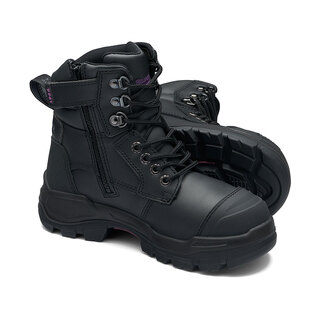 WORKWEAR, SAFETY & CORPORATE CLOTHING SPECIALISTS - RotoFlex Black water-resistant Platinum leather 150mm zip sided women's safety boot