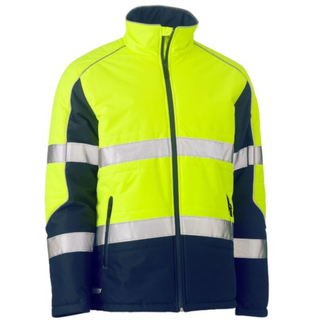 WORKWEAR, SAFETY & CORPORATE CLOTHING SPECIALISTS - TAPED HI VIS PUFFER JACKET WITH STAND COLLAR