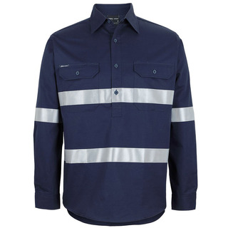 WORKWEAR, SAFETY & CORPORATE CLOTHING SPECIALISTS JB's CLOSE FRONT L/S 150G W/SHIRT REFLECTIVE TAPE