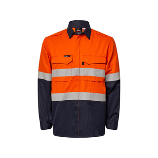 WORKWEAR, SAFETY & CORPORATE CLOTHING SPECIALISTS TORRENT HRC2 MEN'S HI VIS TWO TONE OPEN FRONT SHIRT WITH GUSSET SLEEVES AND FR REFLECTIVE TAPE