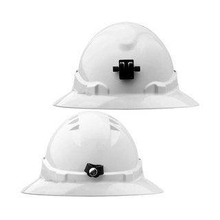 WORKWEAR, SAFETY & CORPORATE CLOTHING SPECIALISTS V6 Hard Hat Vented Full Brim + Lamp Bracket Ratchet Harness - White