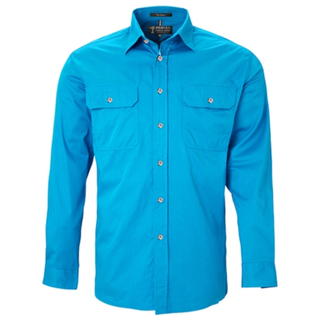 WORKWEAR, SAFETY & CORPORATE CLOTHING SPECIALISTS - Open Front Men's Pilbara Shirt - Long Sleeve