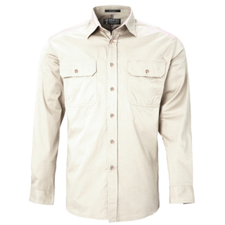 WORKWEAR, SAFETY & CORPORATE CLOTHING SPECIALISTS Open Front Men's Pilbara Shirt - Long Sleeve