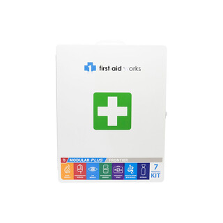 WORKWEAR, SAFETY & CORPORATE CLOTHING SPECIALISTS - First Aid Works Modular + Frontier First Aid Kit Metal Cabinet (FAWT3MM + FAWT2SSB + FCNS500 x 2)