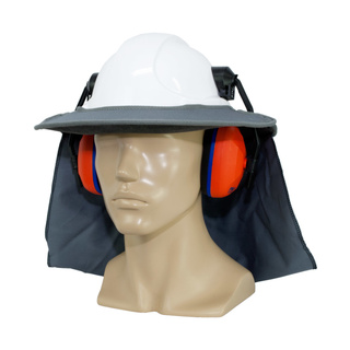 WORKWEAR, SAFETY & CORPORATE CLOTHING SPECIALISTS Earmuff Hard Hat Brim with Flap Silver Grey-Silver Grey-One Size